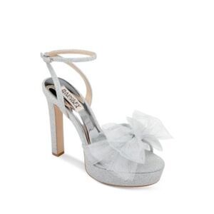 BADGLEY MISCHKA Womens Silver 1" Platform Sophie Open Toe Heeled Sandal 9 M